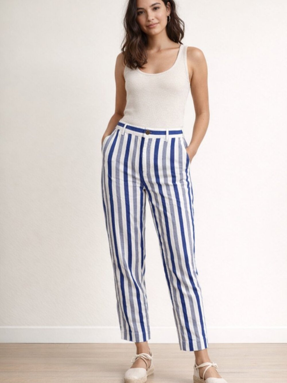 Madewell Blue and White Vertical Stripe Jeans